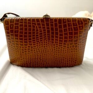 Brown Crocodile Embossed Crossbody Bag